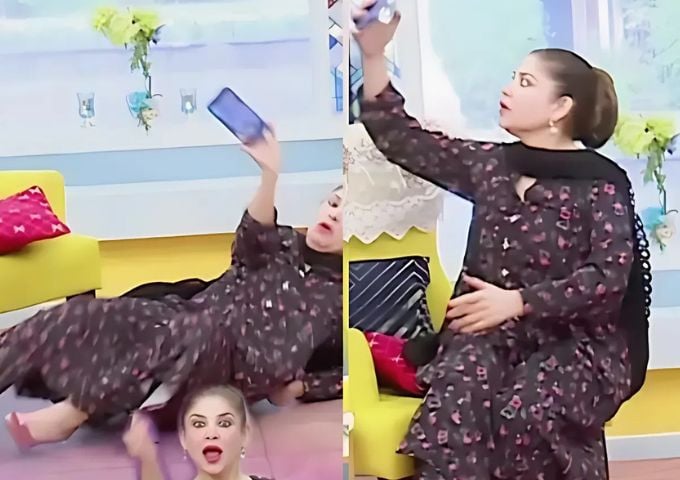Mishi Khan’s Live Show Fall Fans React to TV Host’s Mishap